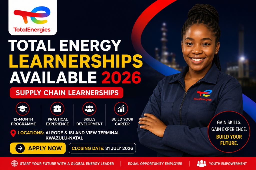 Total Energy Supply Chain Learnerships Available 2026 with TotalEnergies logo.