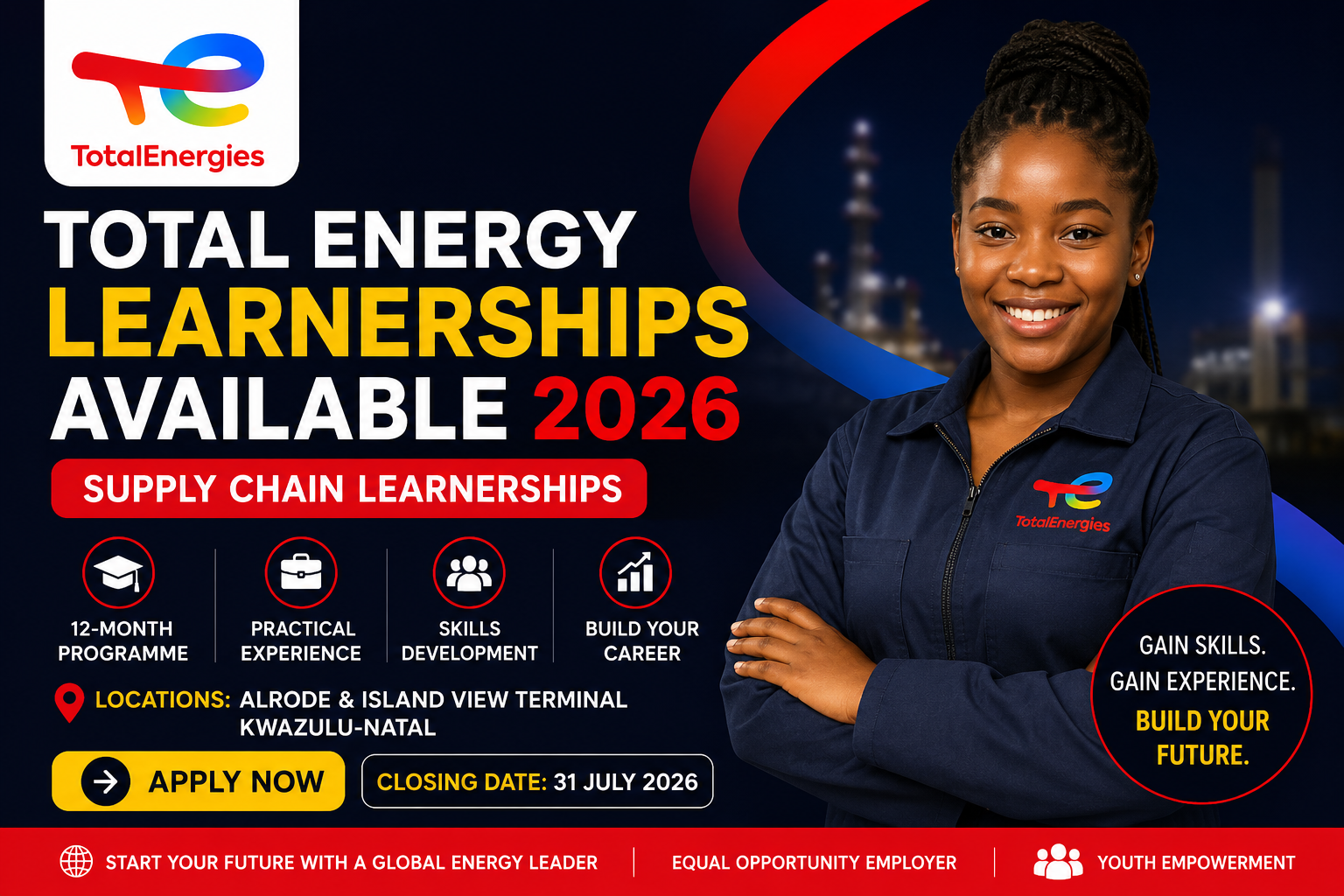 Total Energy Supply Chain Learnerships Available 2026 with TotalEnergies logo.